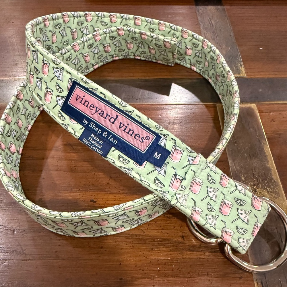Vineyard Vines Medium Mint Green Cocktail Print Belt